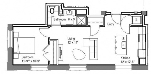 A2 Floor Plan at The Georgian Apartments, St Louis, MO